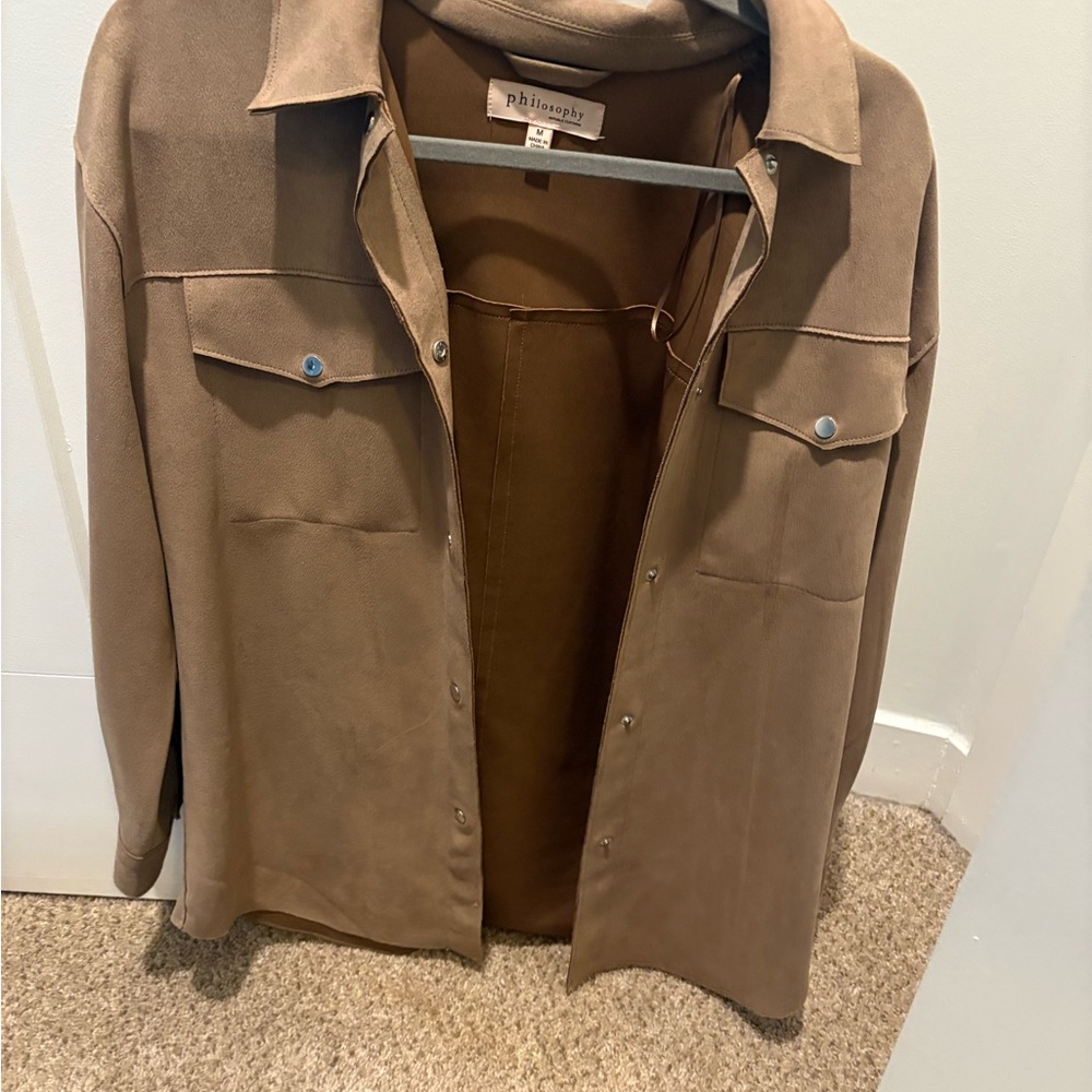 Philosophy Womens Tan Shirt Jacket